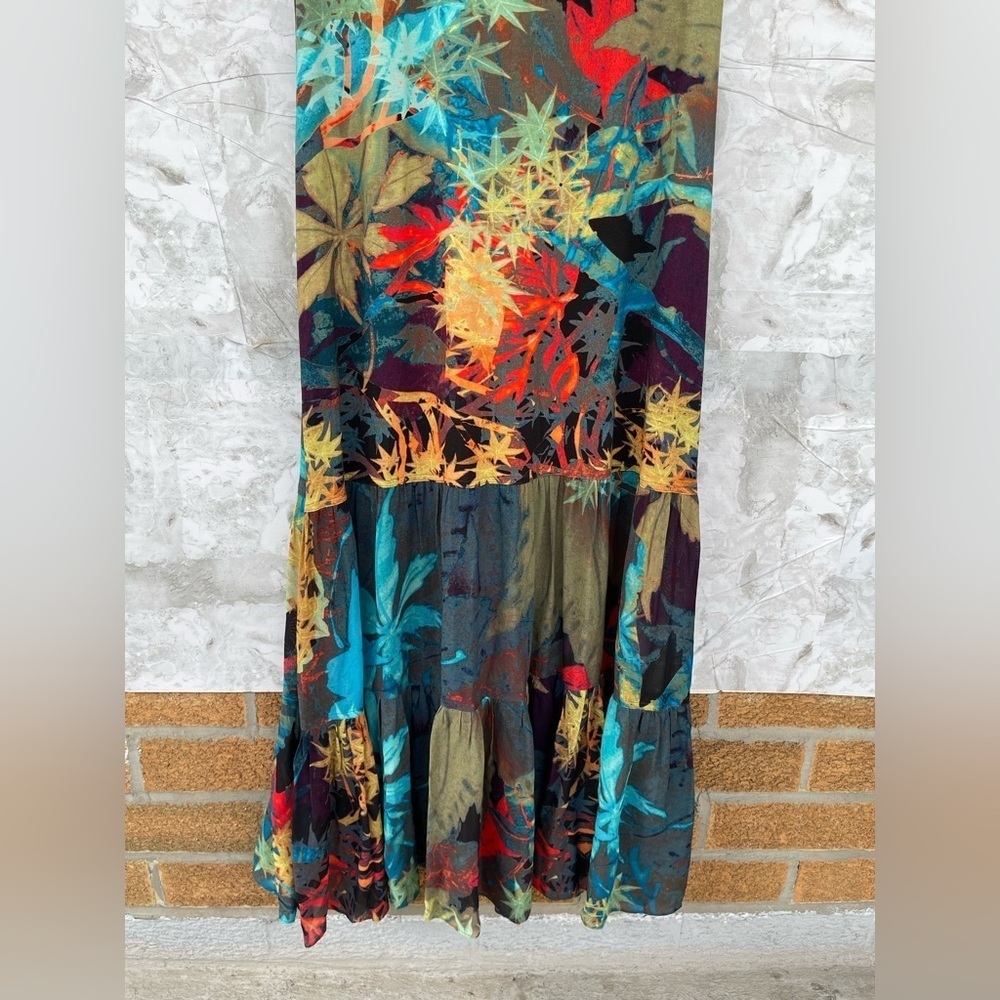 Peruvian Connection Maximalist Boho Floral Print Tiered Maxi Dress M - Artsy - Picture 7 of 10